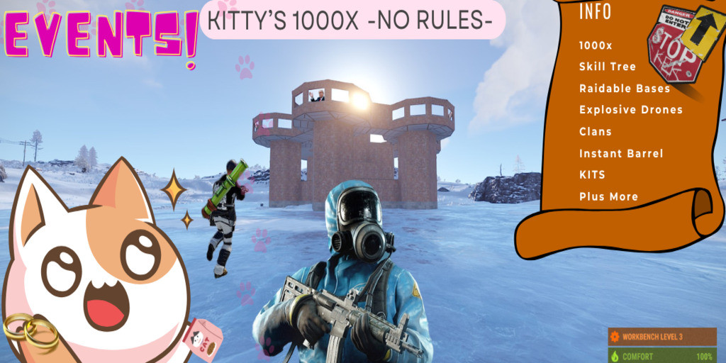 Kittys 1000x |Kits|TP|Skinner|QuickSmelt|RaidableBases|SkillTre