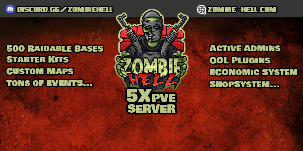 BURN ZOMBIE ISLAND PVE|5X|Raidable Bases|Skill Tree|QUEST|Jetpack|Loot+|KITS|TP|NPC Boss|Bradley + Heli Signals